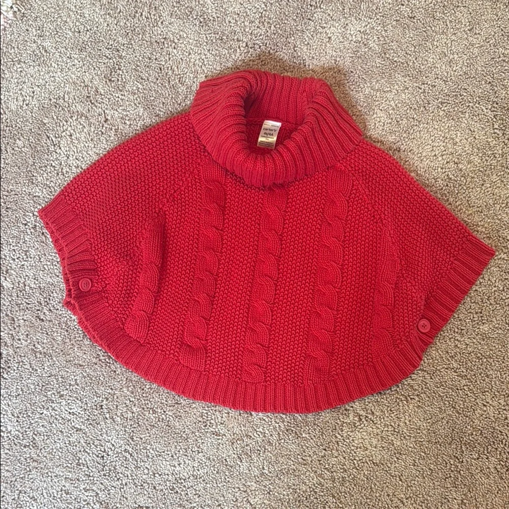 Carter's Red Cowl Neck Sweater with Cable Knit